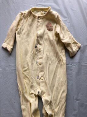 0-3 Months BabyWorks Footie PJ's; Yellow with elephant on front & feet; Comfy